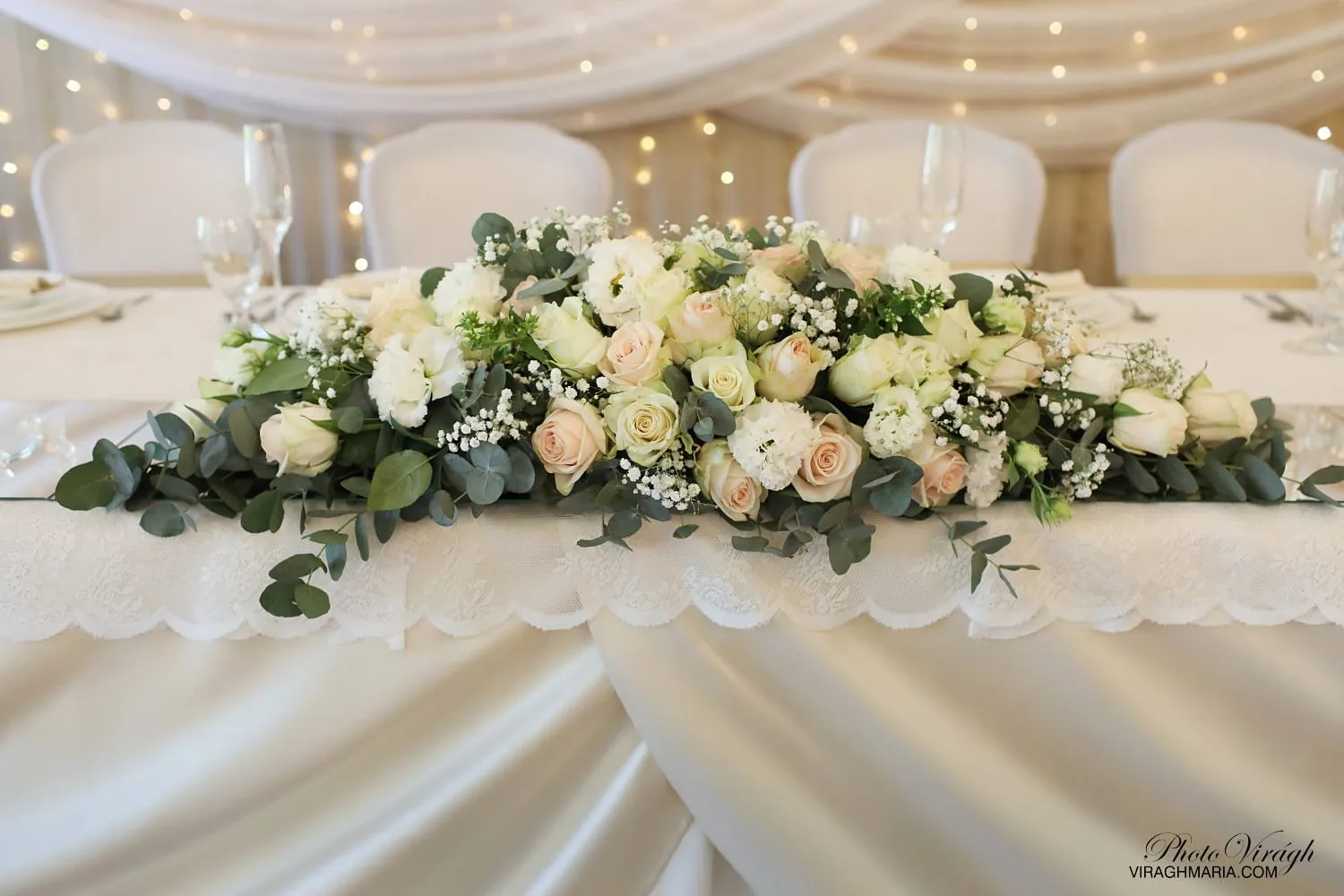 Floral arrangement with roses and hydrangeas