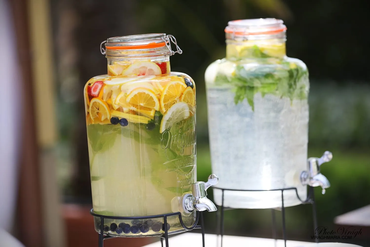 Homemade lemonades with citrus and mint