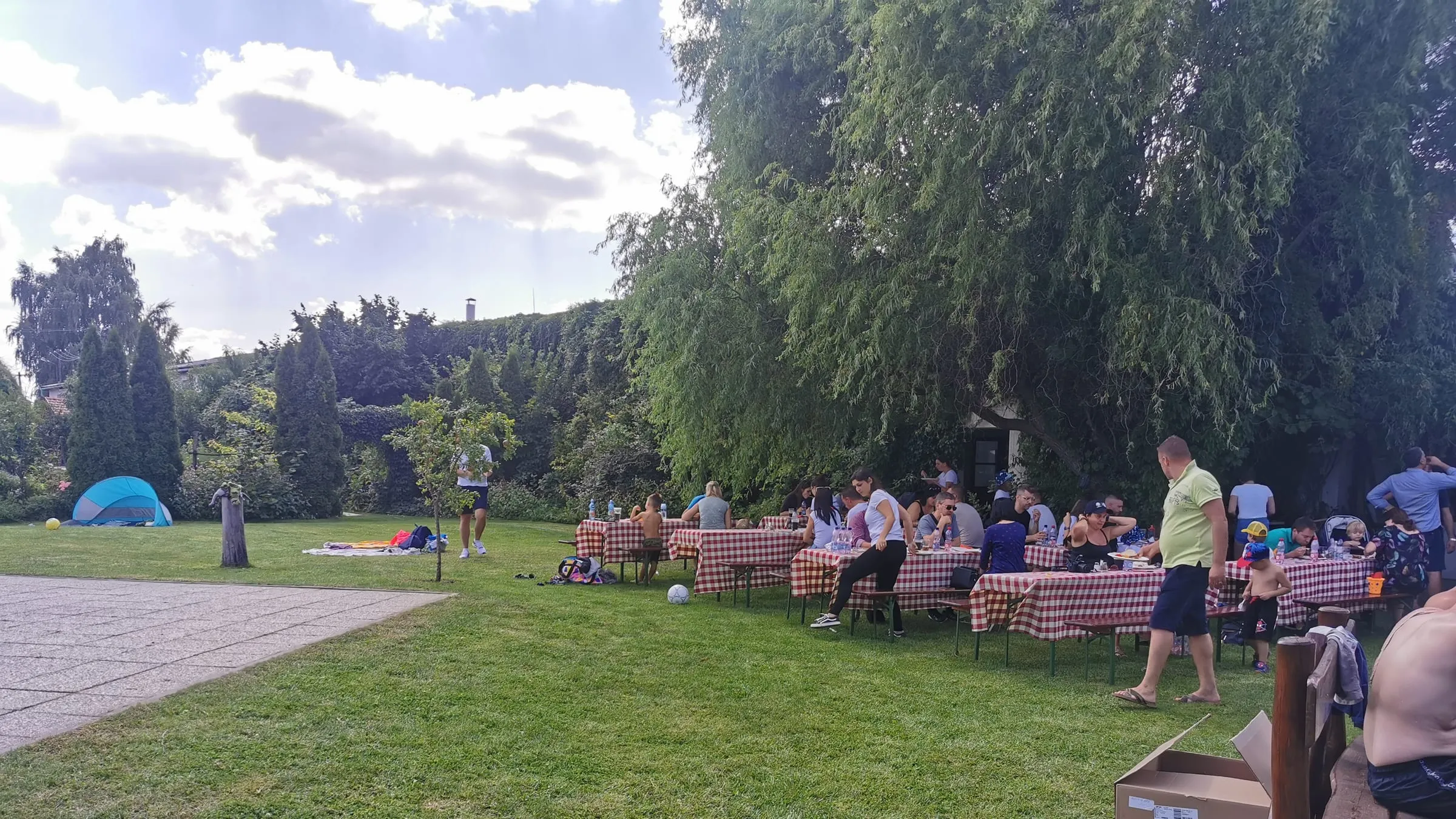 Open-air event on the meadow in the park