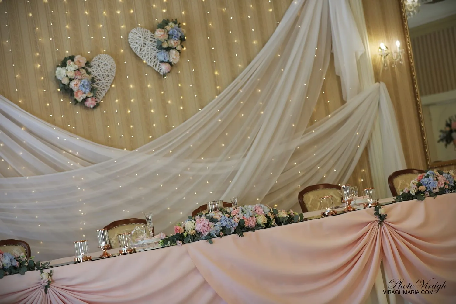 Head table with floral decoration