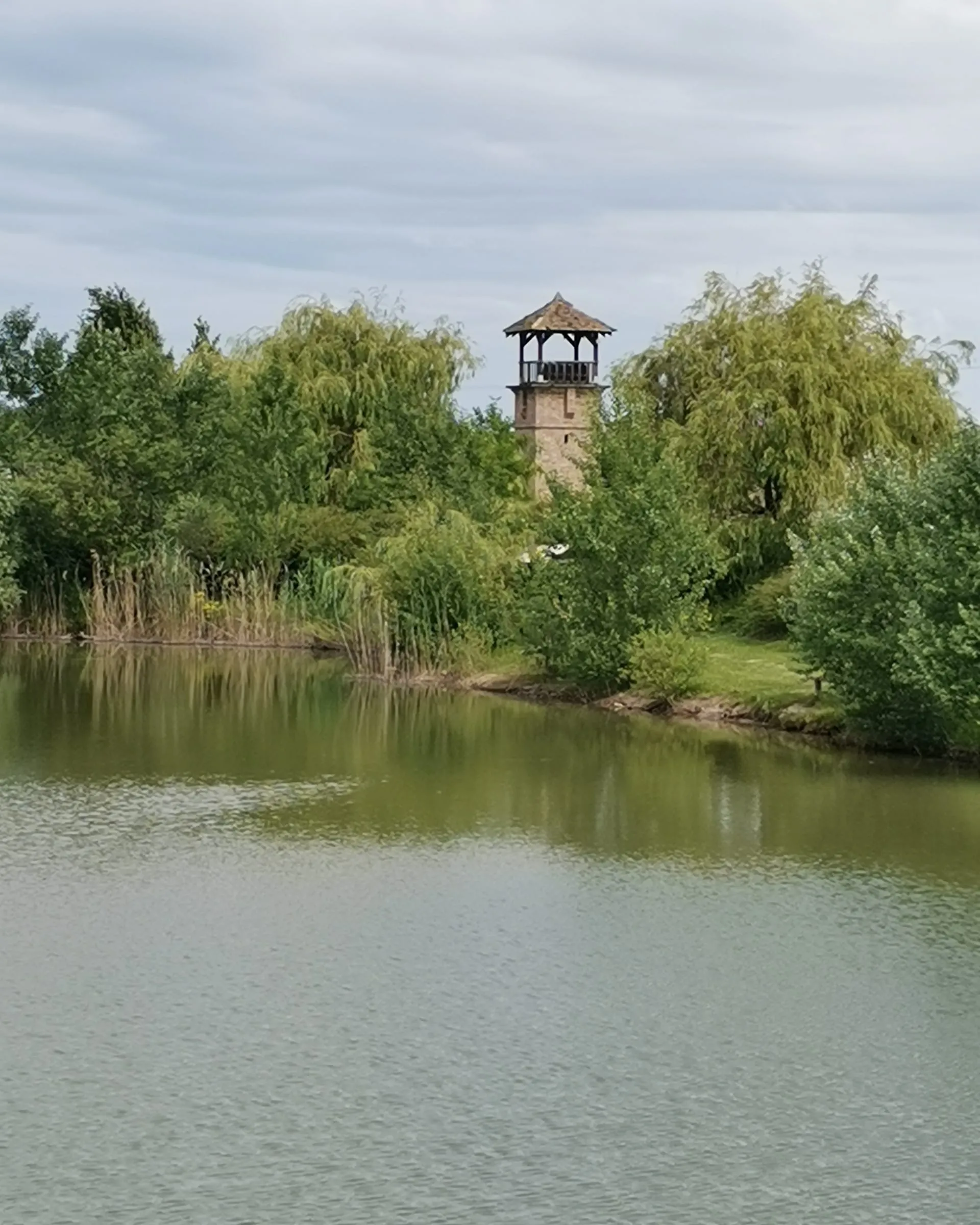 Vyhliadková veža nad jazerom v parku